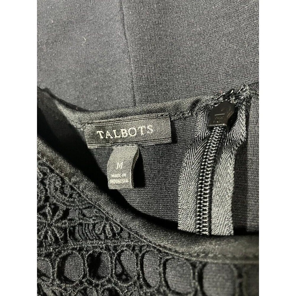 Talbots Women’s Medium Black Lace Open Weave Layered Look Short Sleeve Top‎ - Picture 3 of 6